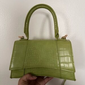 Urban Expressions Olive Green Croc-Embossed Mini Top Handle Bag